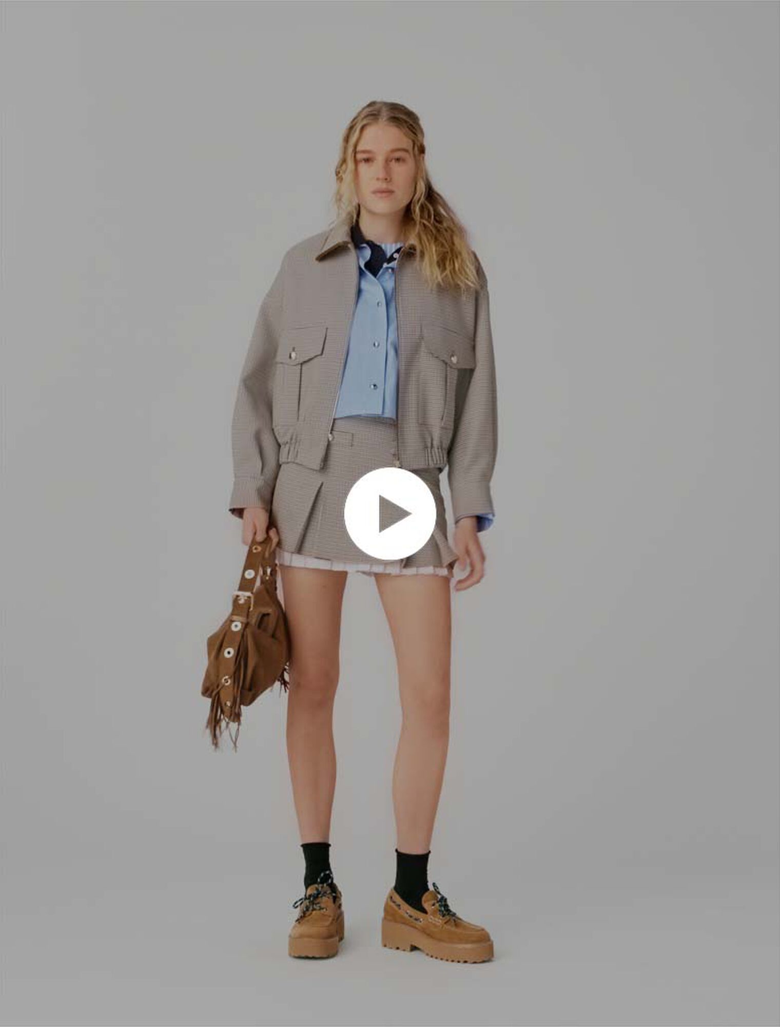 Blouson bomber &agrave; carreaux