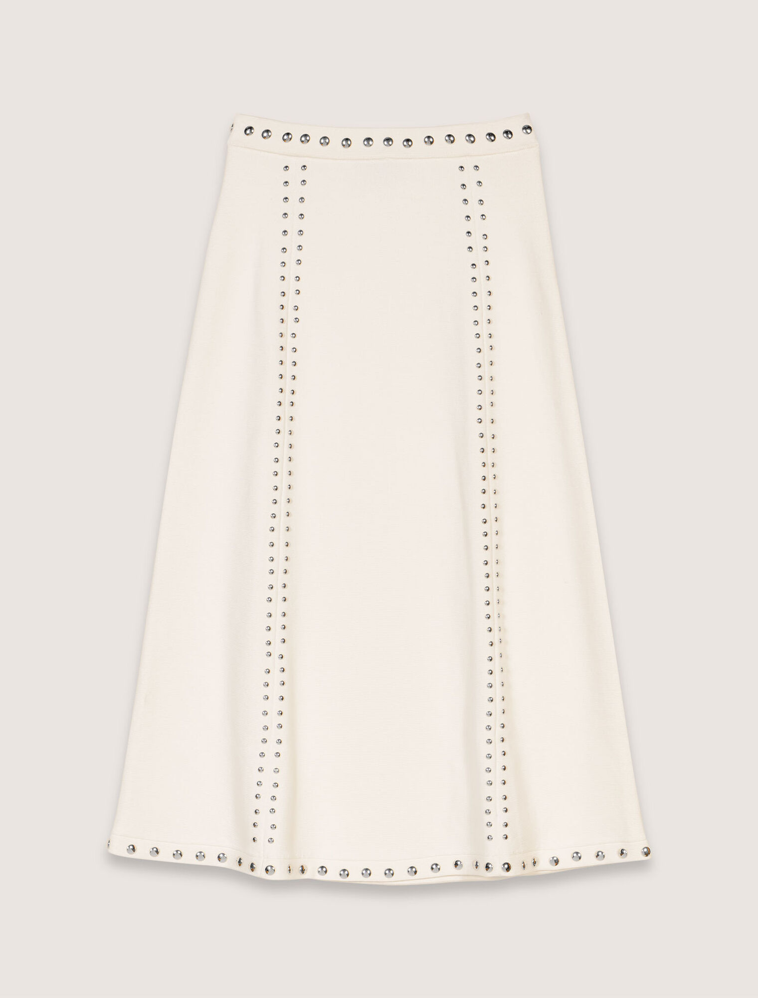 Jupe midi en maille à studs