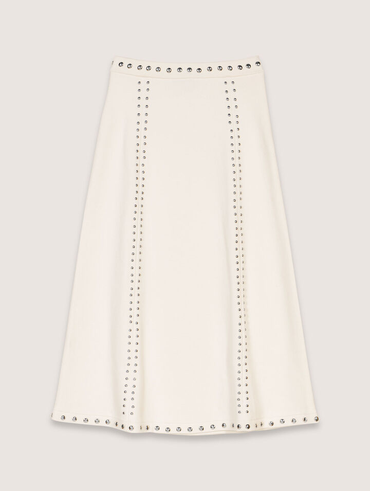 Jupe midi en maille à studs