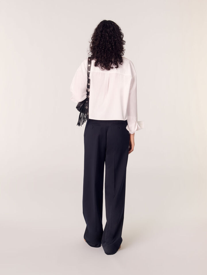 Chemise courte à col brodé