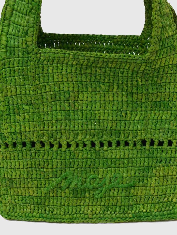 Natural raffia mini shopping bag