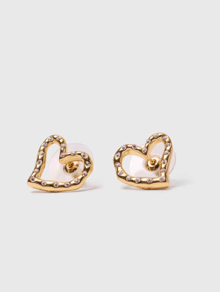 Puces d'oreilles cœur à strass