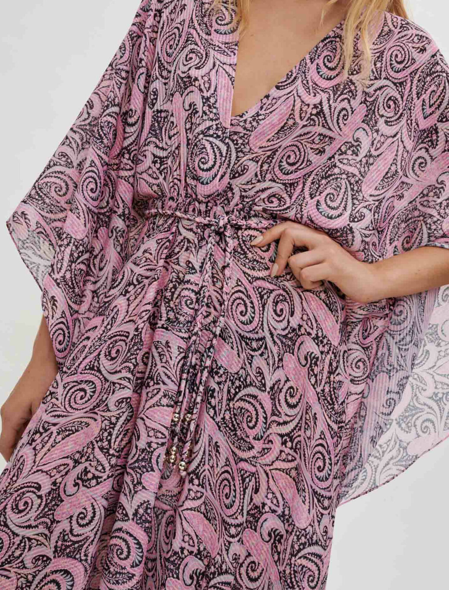 Paisley print flowing scarf dress