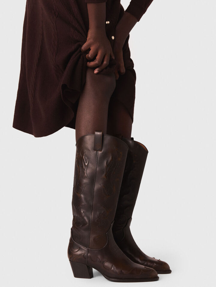 Bottes santiags en cuir