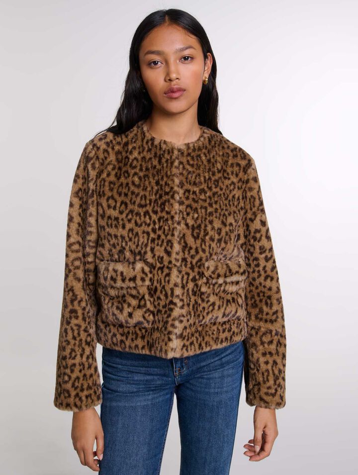 Cropped faux fur jacket
