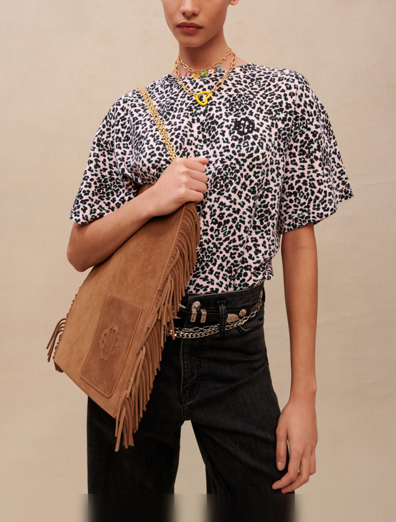 Leopard print cotton T-shirt