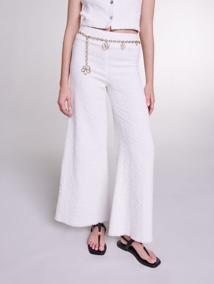 Wide-leg tweed trousers