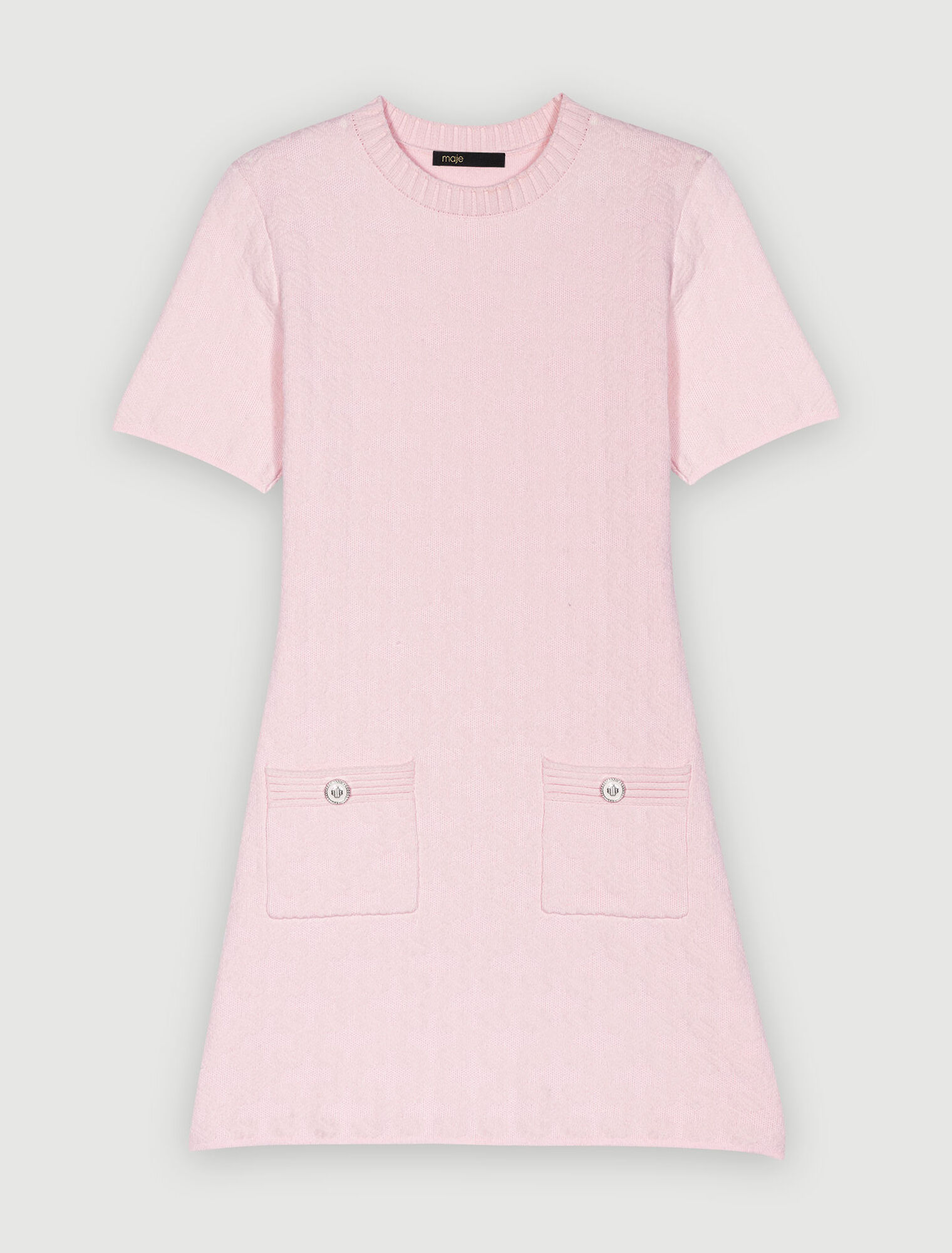 Pink textured knit dress