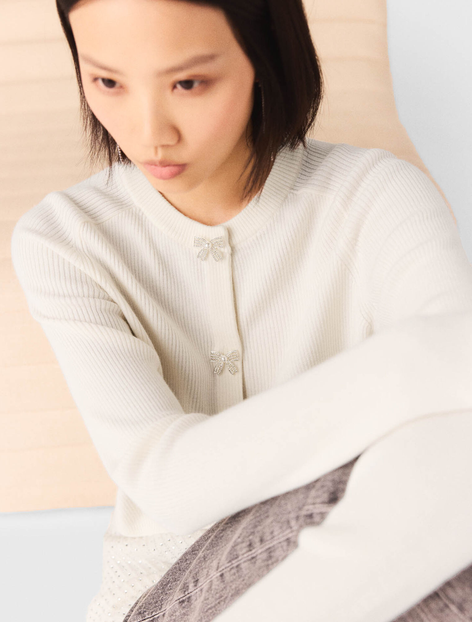 Cardigan à boutons nœud bijoux