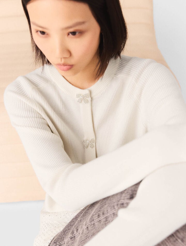 Cardigan à boutons nœud bijoux