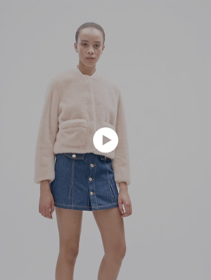 Cropped faux fur jacket