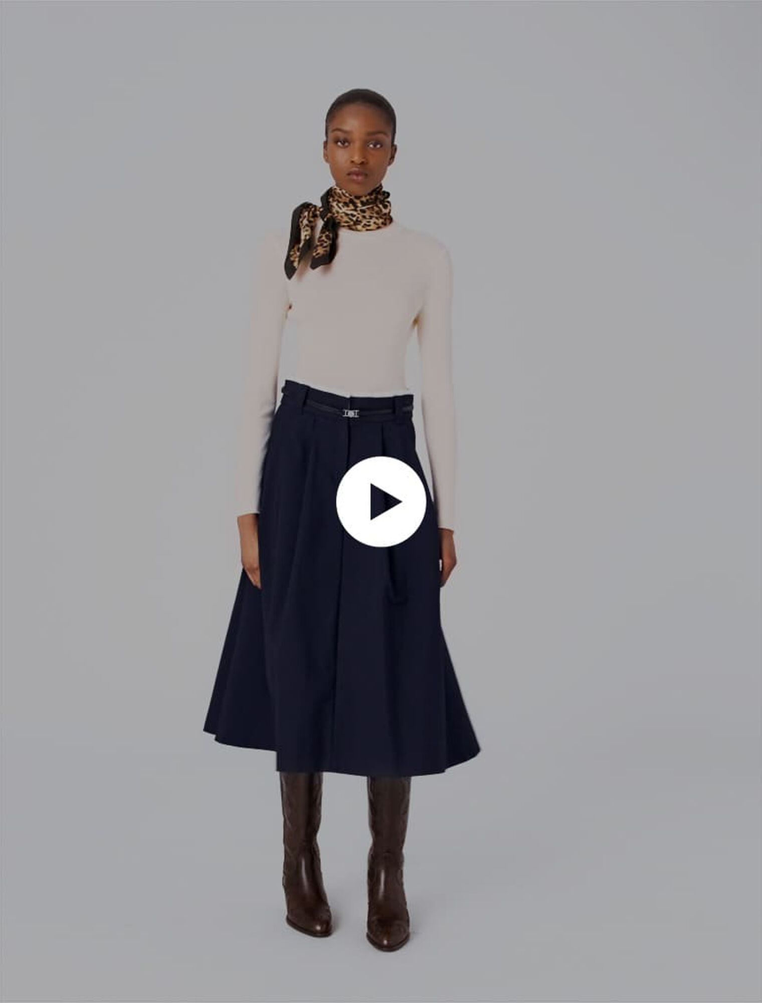 Jupe longue en coton avec ceinture