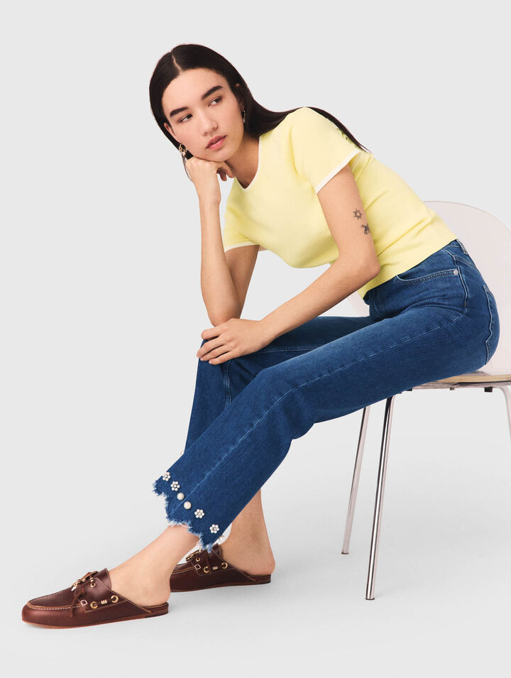 Beaded bootcut jeans