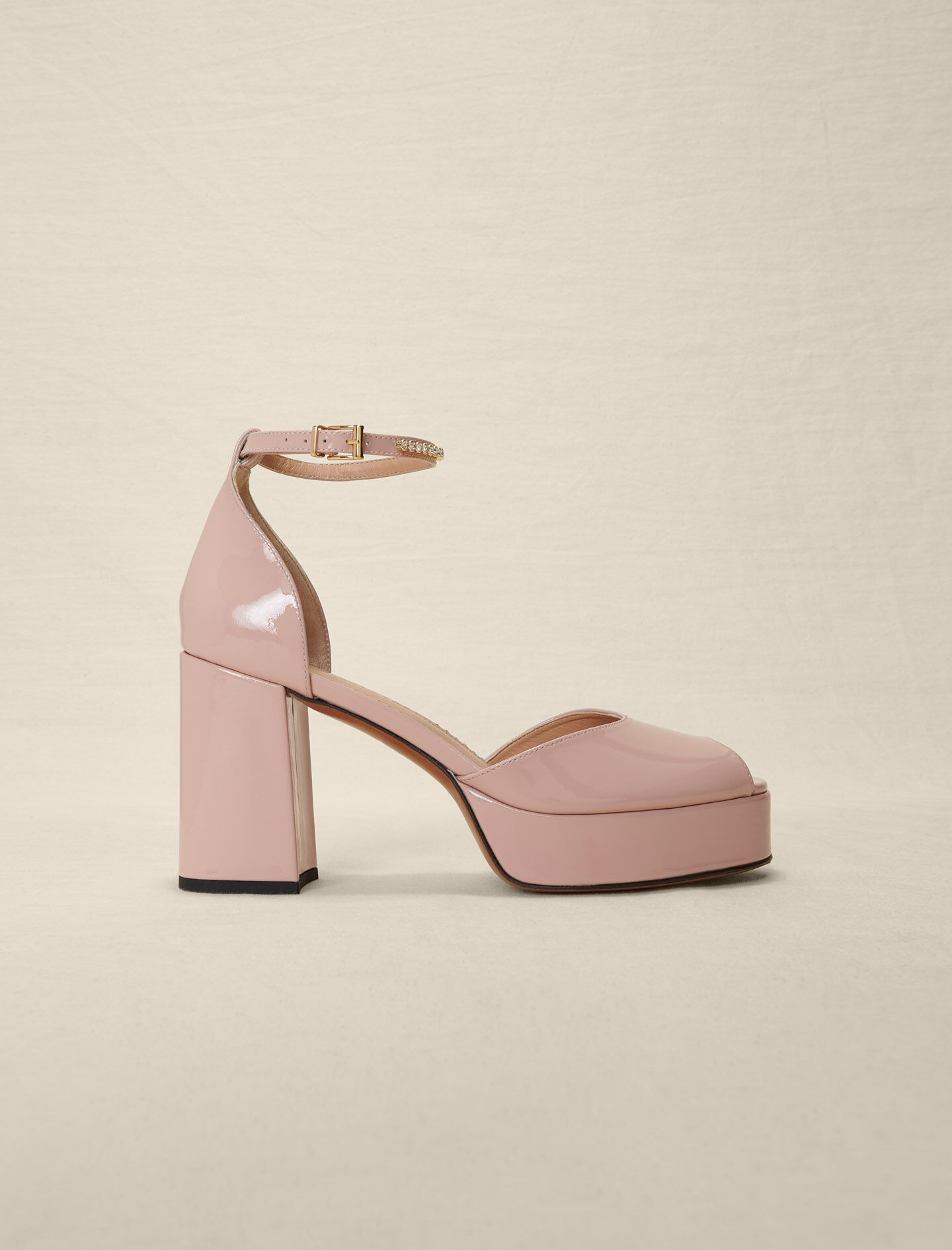 Sandales a talon en cuir vernis Chaussures Maje
