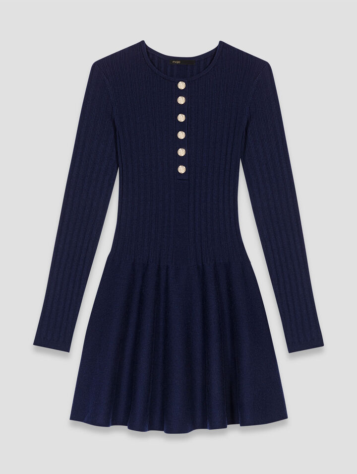 Knit dress with flared skirt