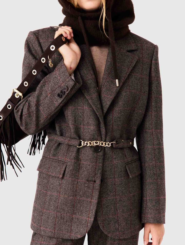 Belted suit jacket