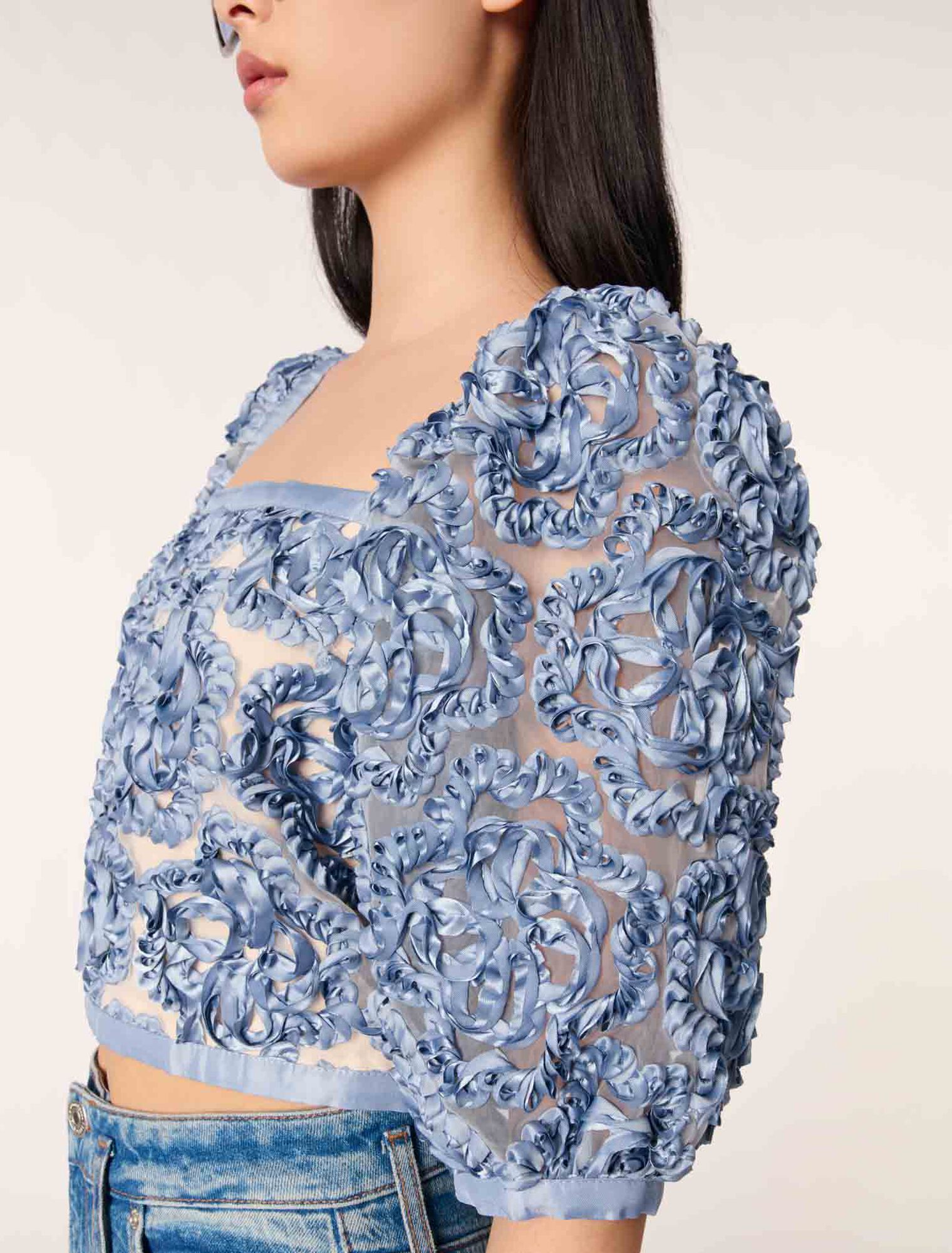 Top en organza motif floral