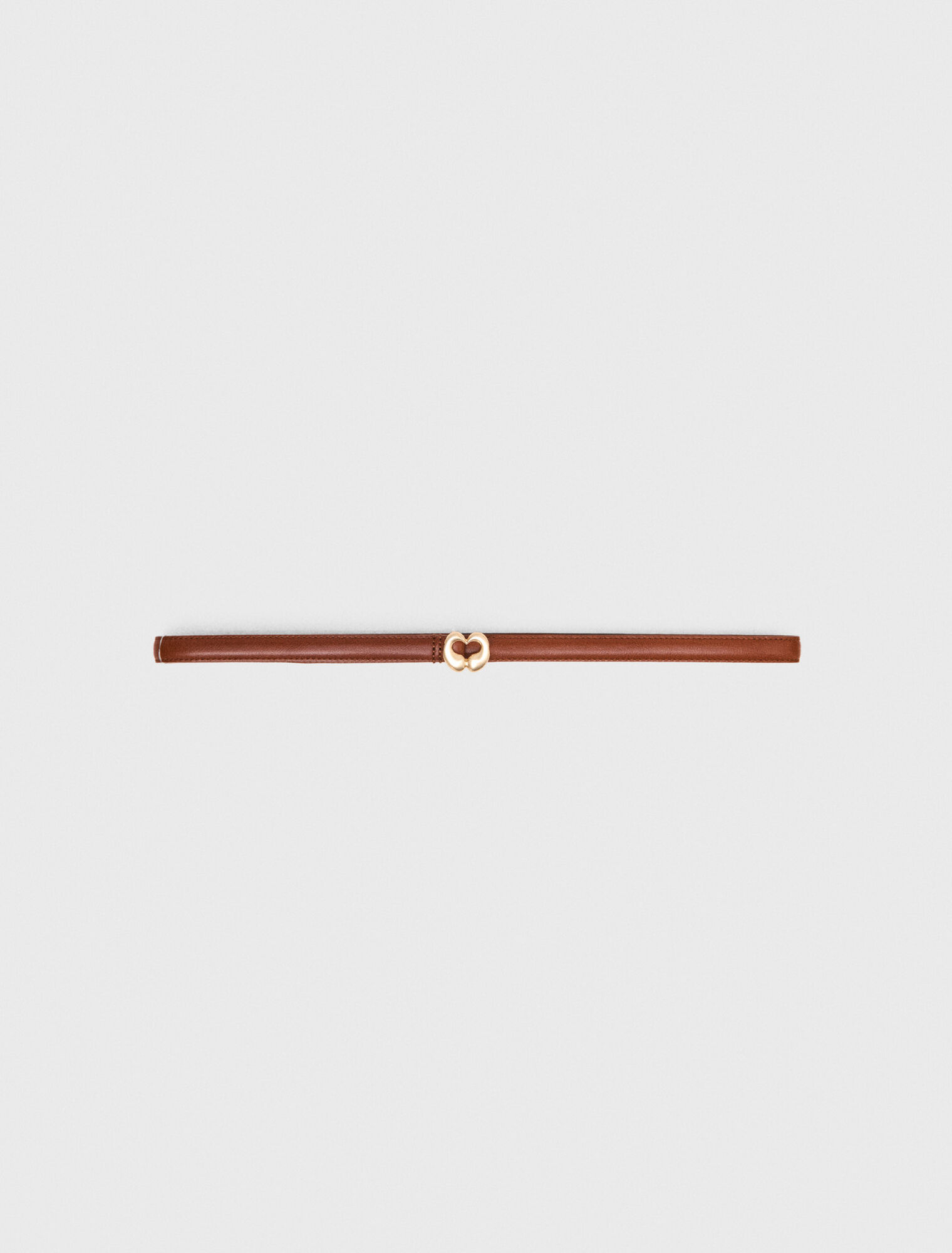 Slim smooth leather logo belt