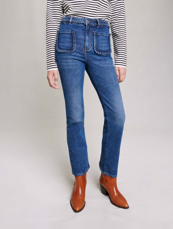 Jeans with braided detailing