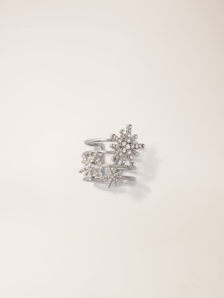 Bague anneaux à étoiles strassées