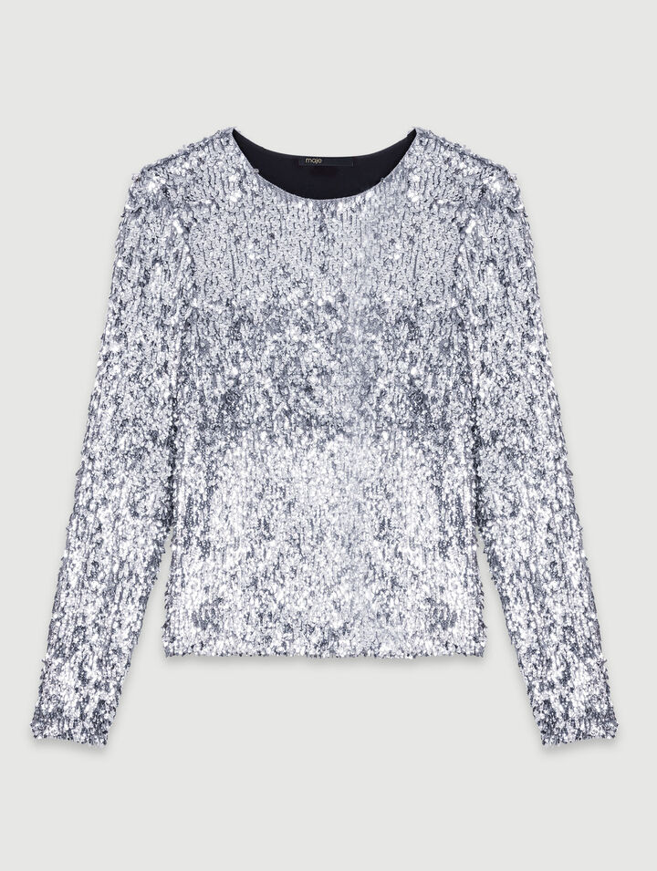 Top manches longues en sequins 