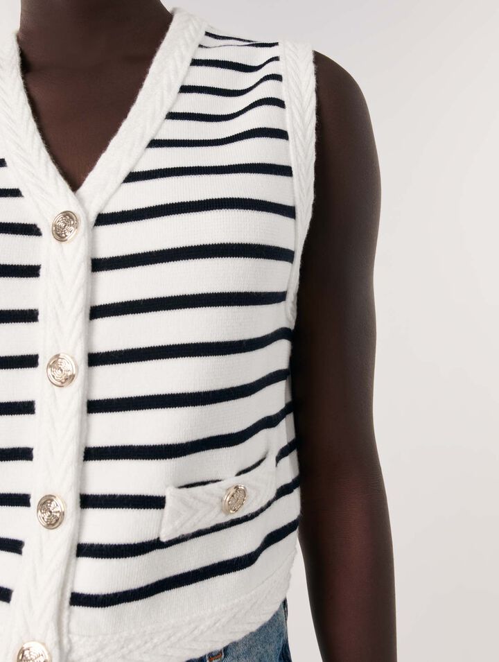 Cardigan sans manches à rayures