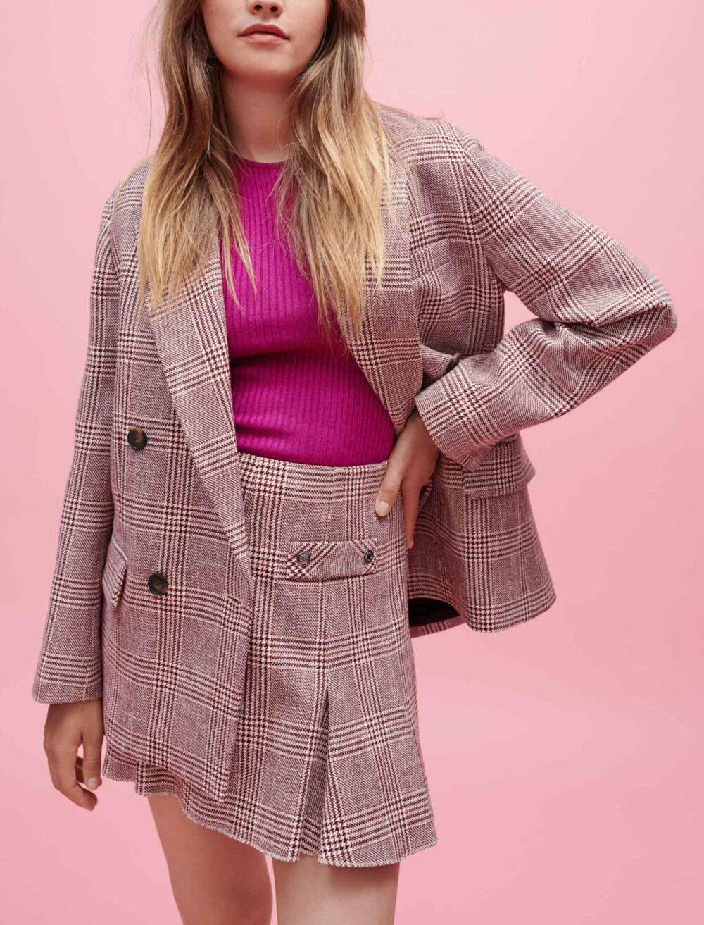 Waisted suit jacket in check pattern Blazers Jackets Maje