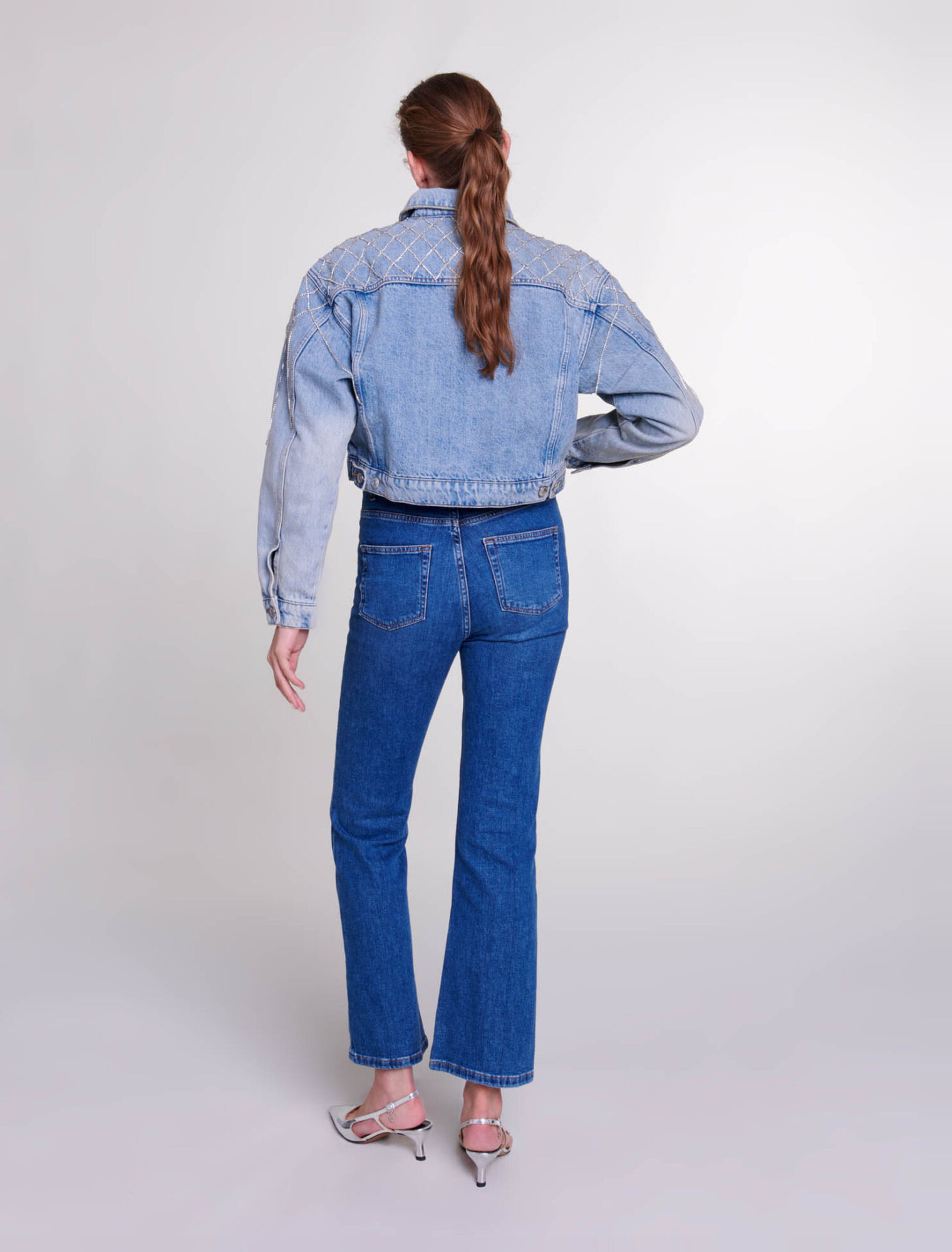 Denim jacket with rhinestones