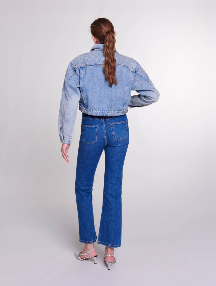 Denim jacket with rhinestones