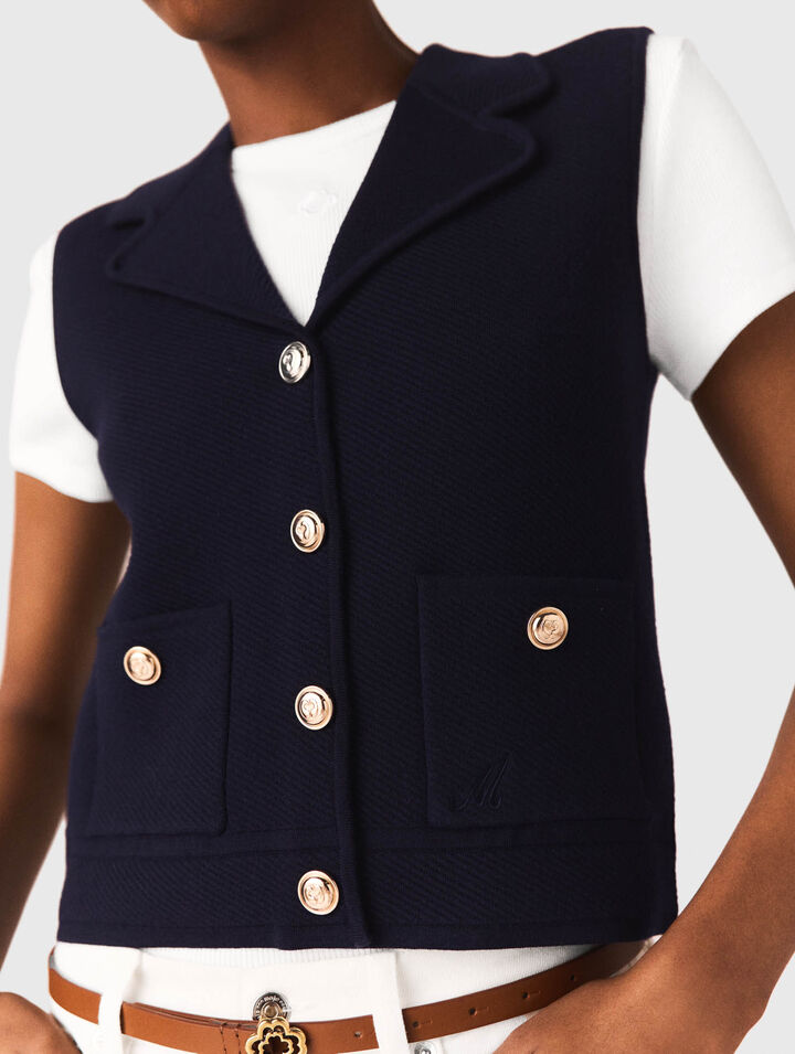 Gilet en maille &agrave; col polo