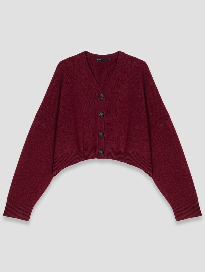 Cardigan cropped en laine mélangée