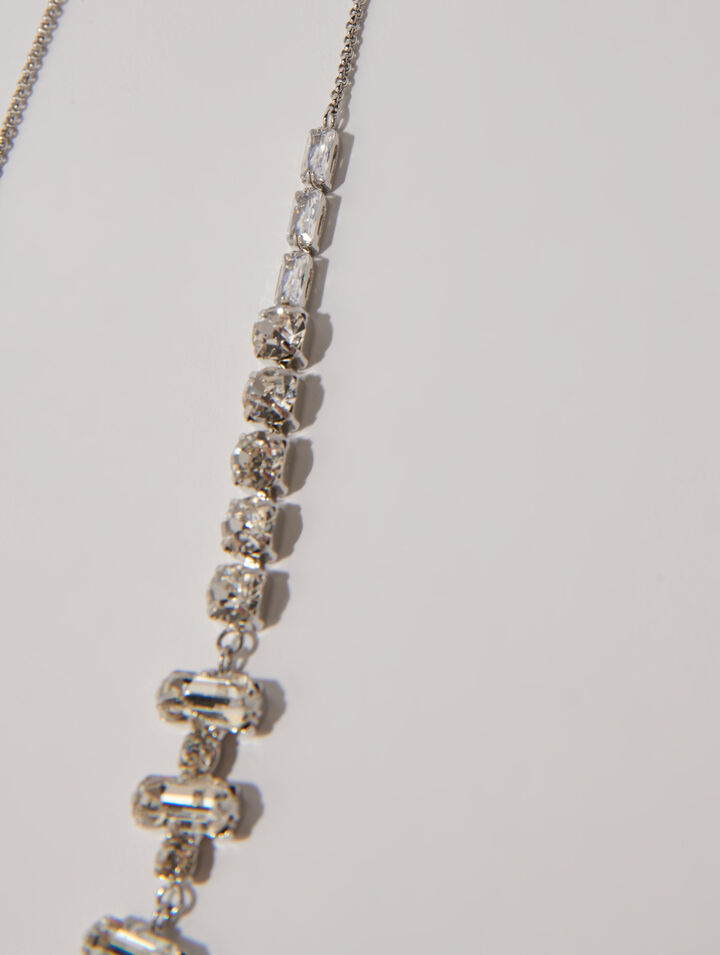 Collier chocker argenté à strass