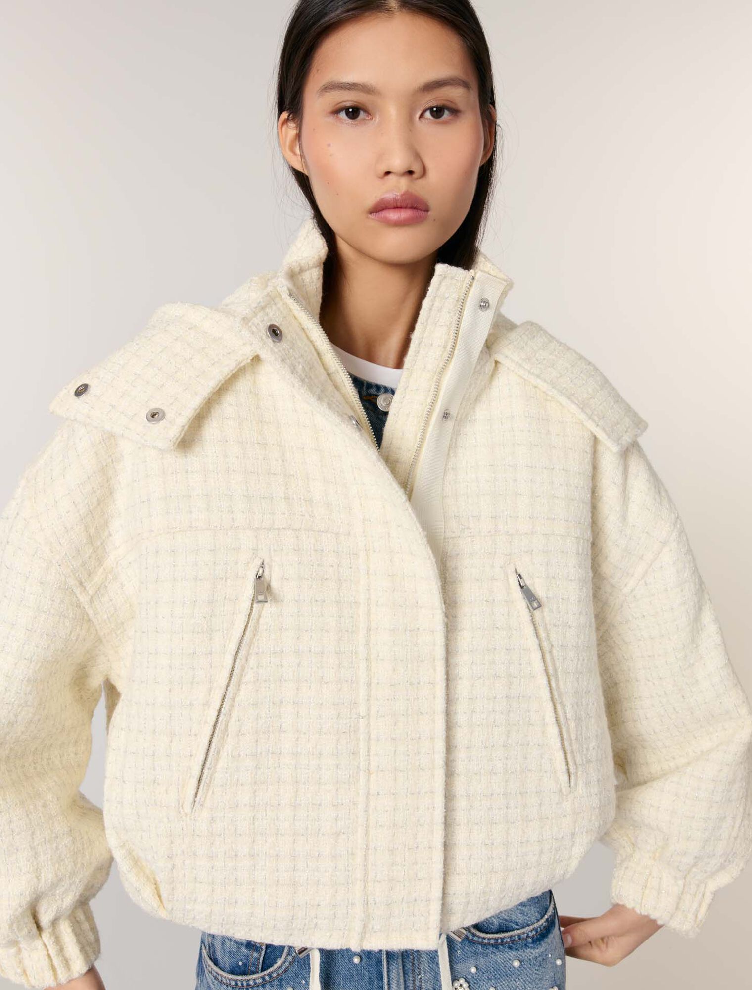 Tweed down jacket