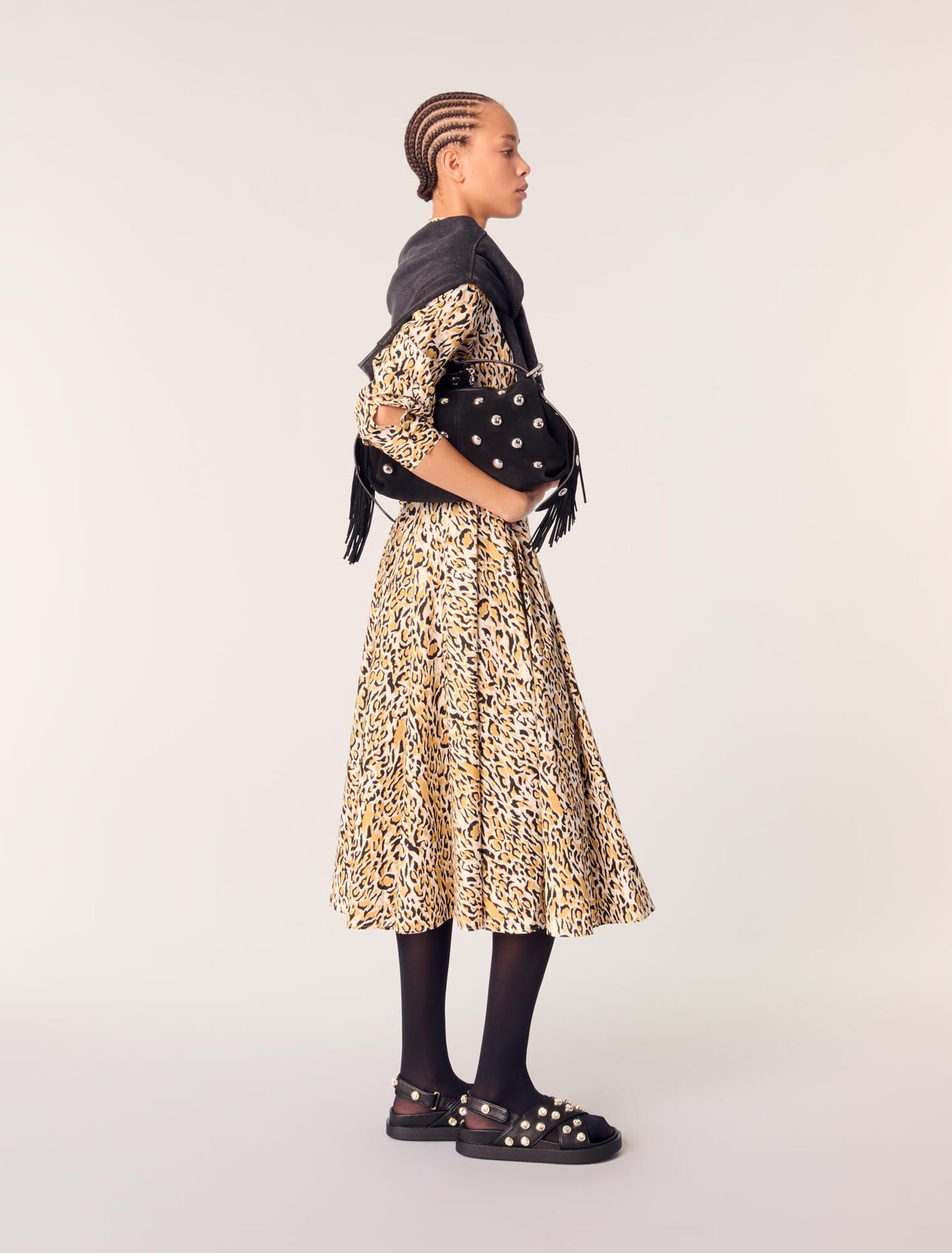 Robe midi imprimé léopard