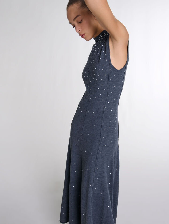 Robe longue en maille à strass