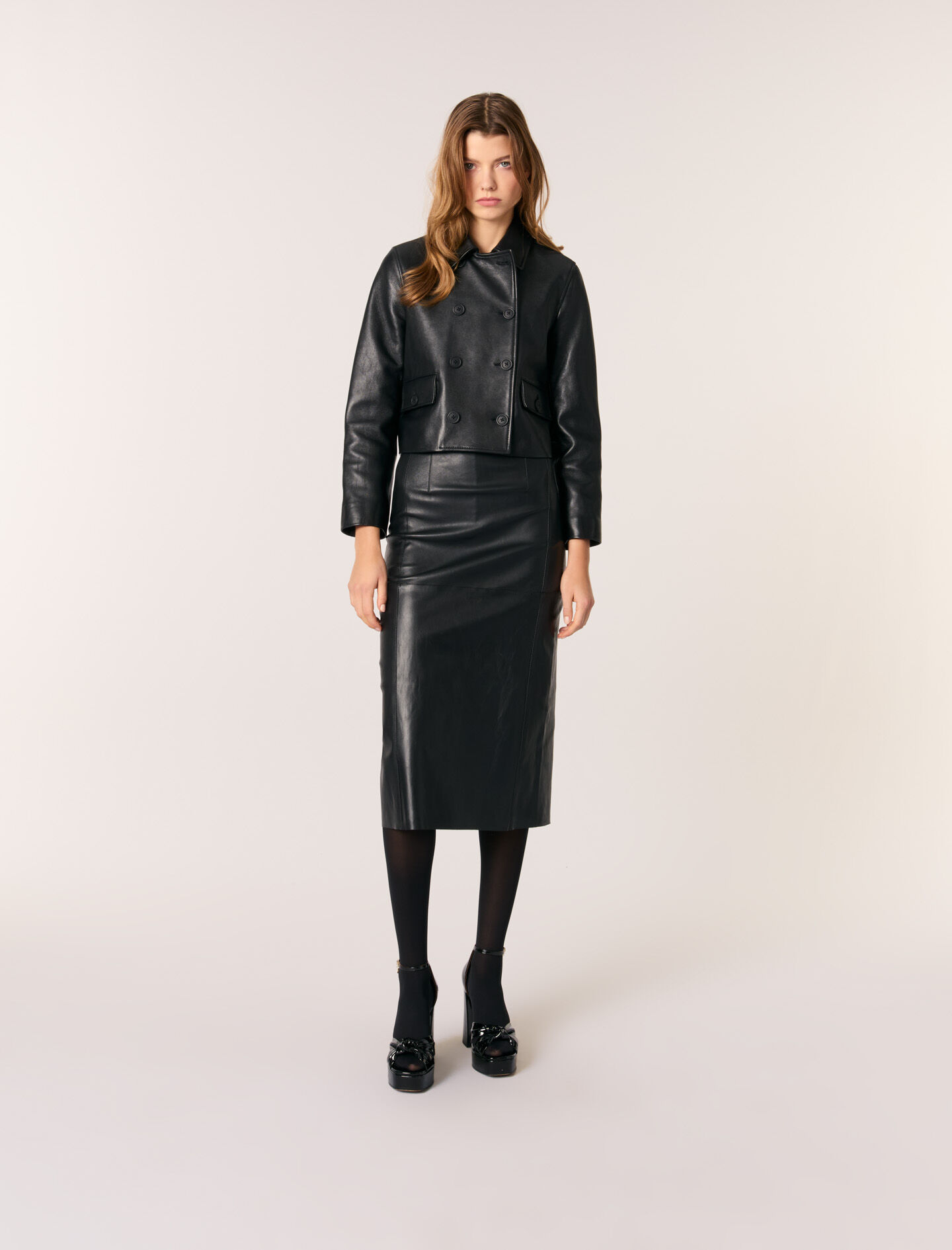 Maje cropped leather jacket best sale
