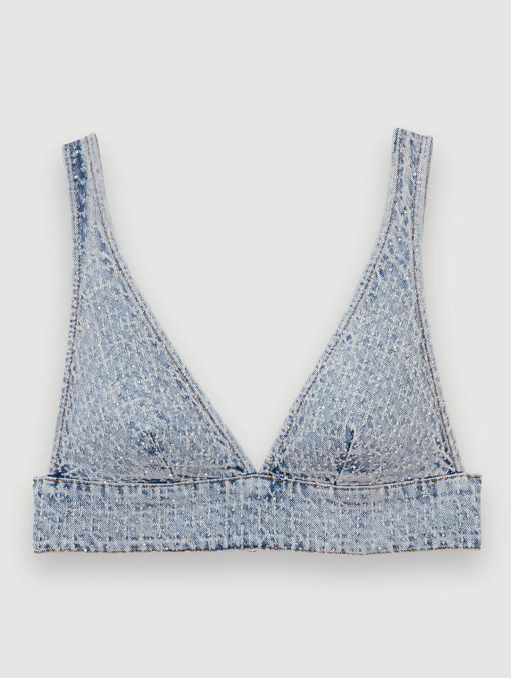 Brassière en jean strassé