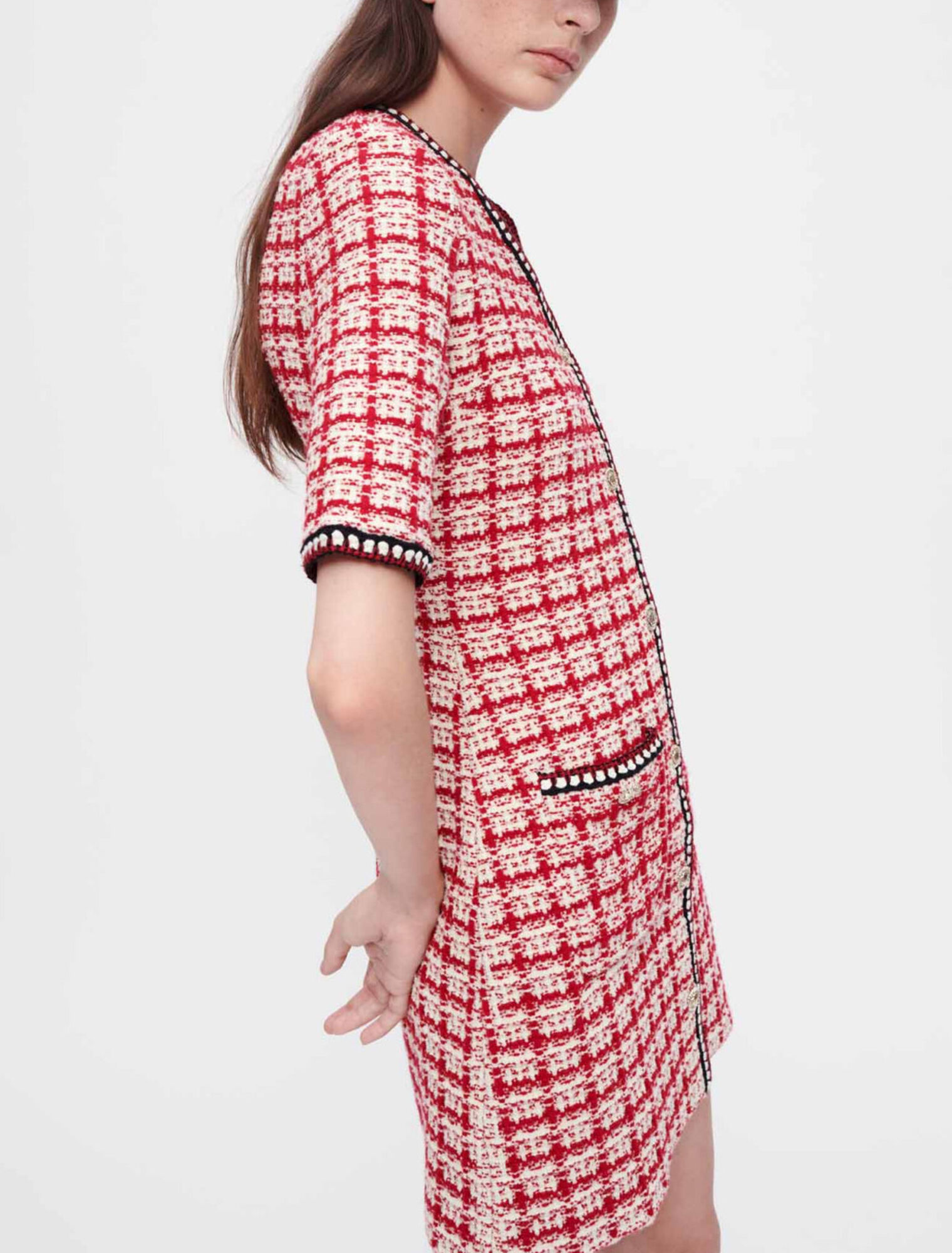 Robe en maille façon tweed à carreaux
