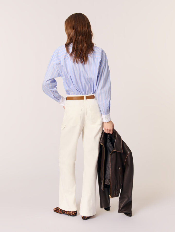 Striped shirt with beaded collar