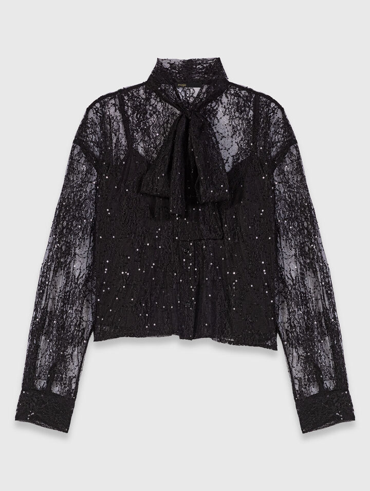 Chemise lavalliere en dentelle