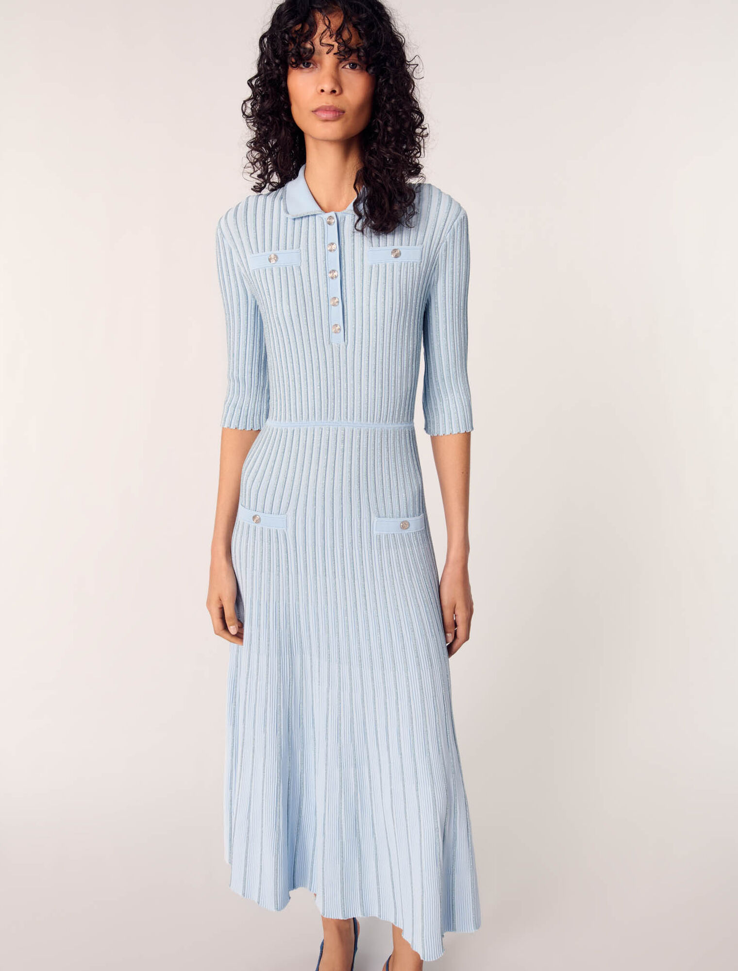 Robe midi en maille côtelée