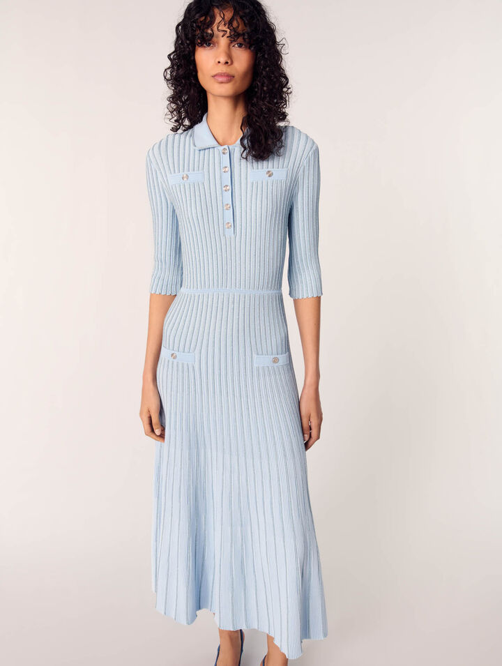 Robe midi en maille côtelée