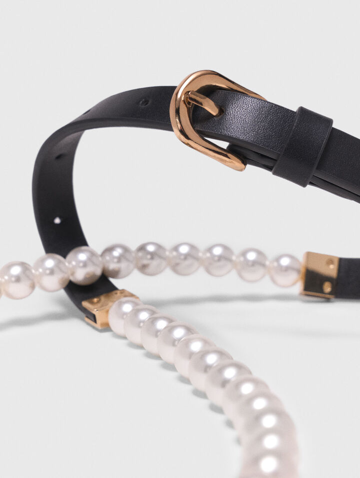 Ceinture mix perles et cuir