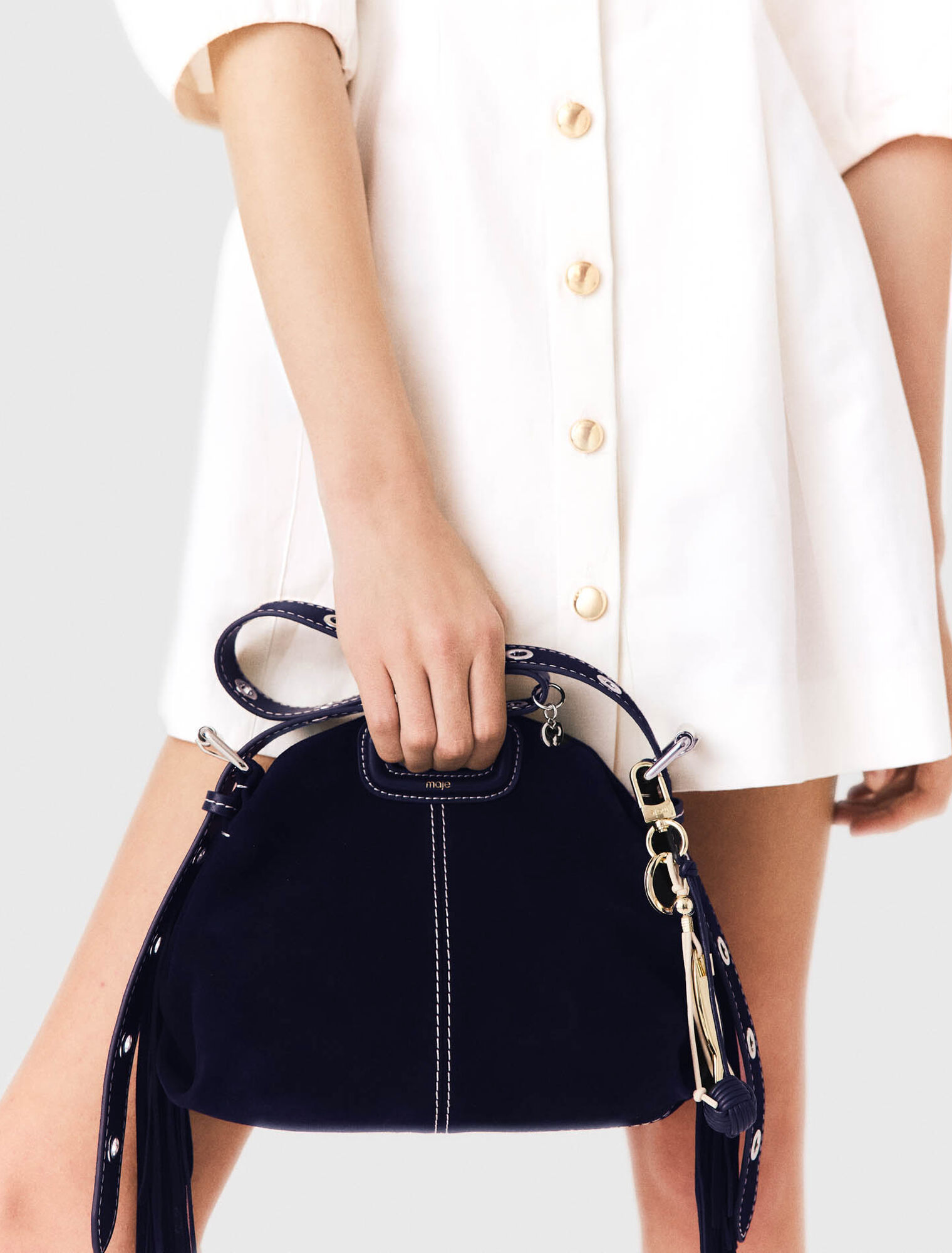 Topstitched suede mini Miss M bag