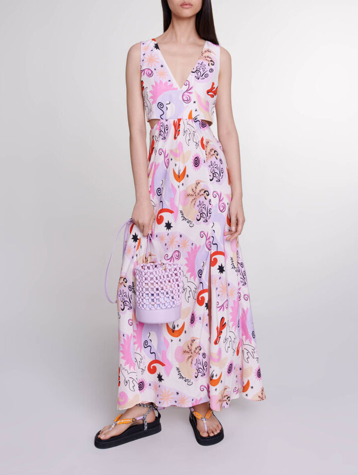 Cutaway silk maxi dress