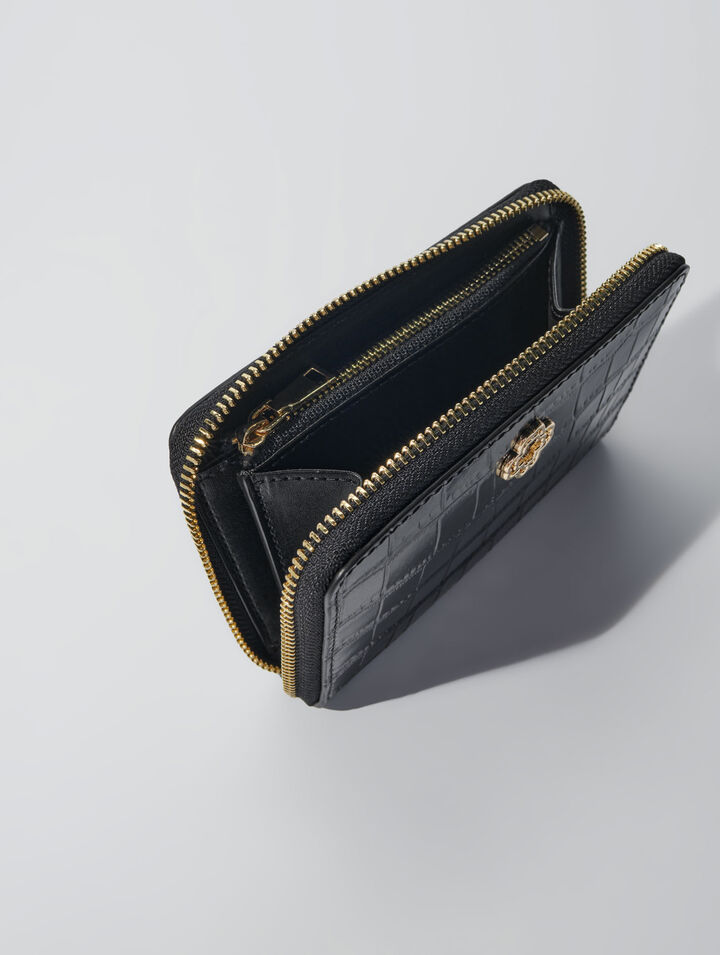 Portefeuille en cuir effet croco