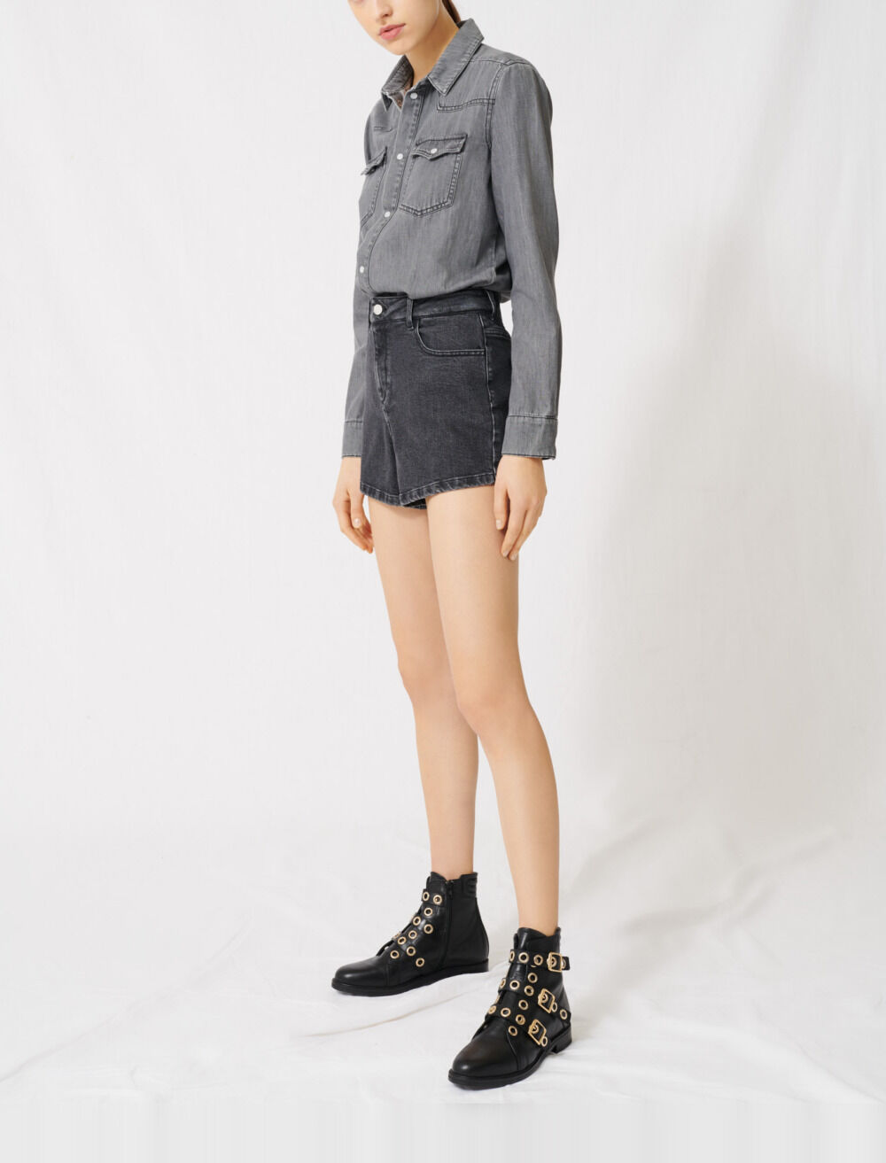 Trompe l oeil effect denim jumpsuit
