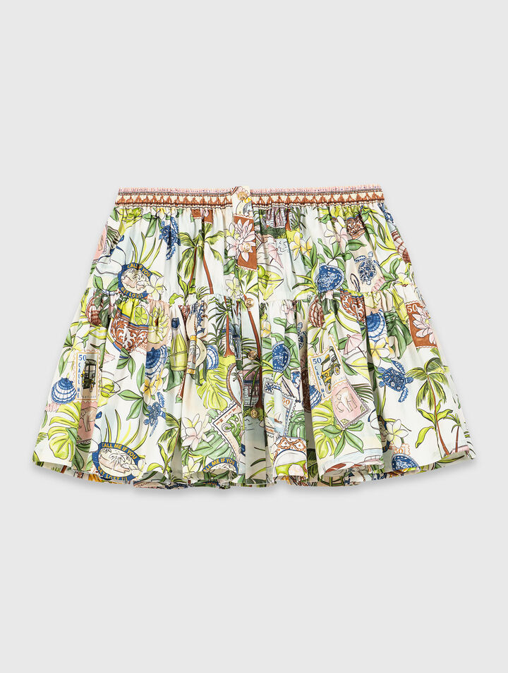 Jupe &agrave; volants imprim&eacute;e