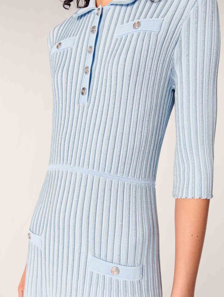 Robe midi en maille côtelée