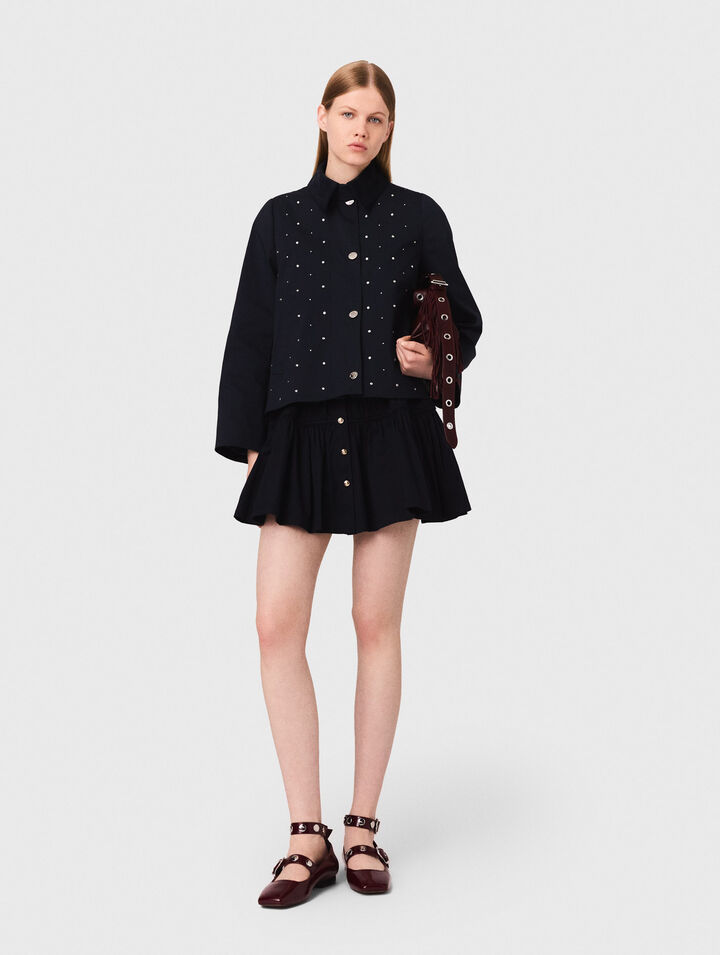 Veste courte col velours et clous